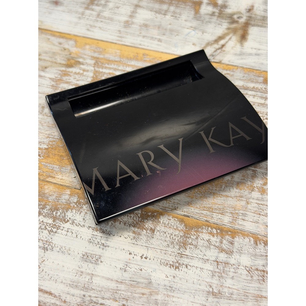 Mary Kay Black Refillable Makeup Compact Case with Mirror Magnetic Base Logo